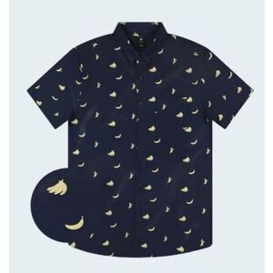 Visive Mens Graphic Banana Short Sleeve Button Down Shirt Size L